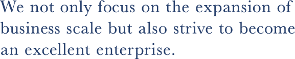 We not only focus on the expansion of business scale but also strive to become
          an excellent enterprise. We don't just focus on the expansion of business scale but hope to become an excellent enterprise.